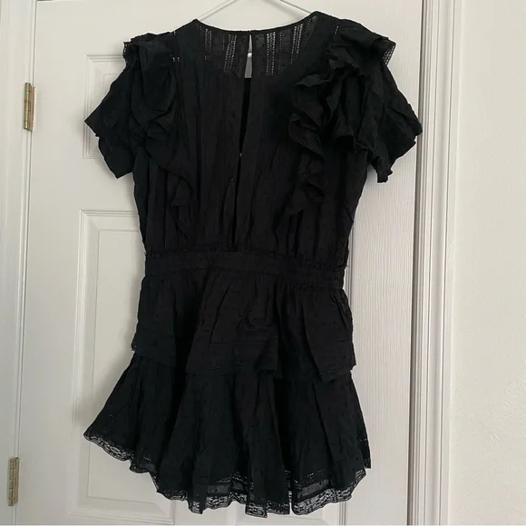 LoveShackFancy Black Ruffle Mini Dress - Picture 5 of 6